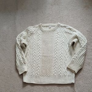 Hand Made Elegant Cream Cable Knit Sweater